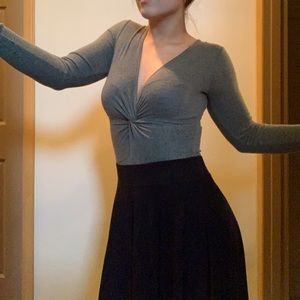 Gray long sleeve bodysuit